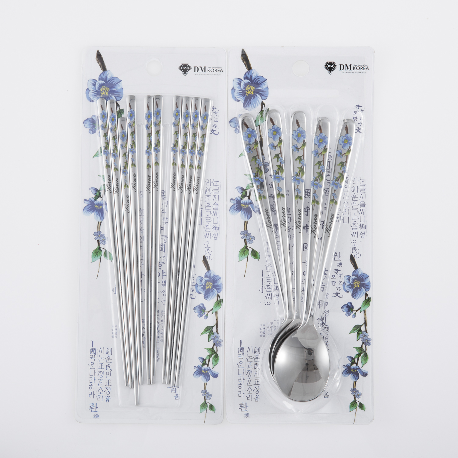 韩国进口勺子筷子餐具套装-DMKOREA勺子和筷子套装(5筷子+5勺子)亮光