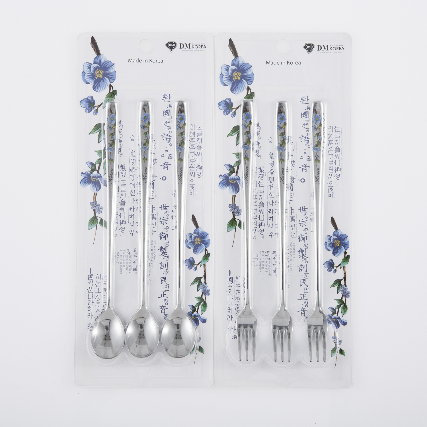 韩国进口勺叉套装-DMKOREA勺子和叉子套装(3叉子+3勺子)亮光