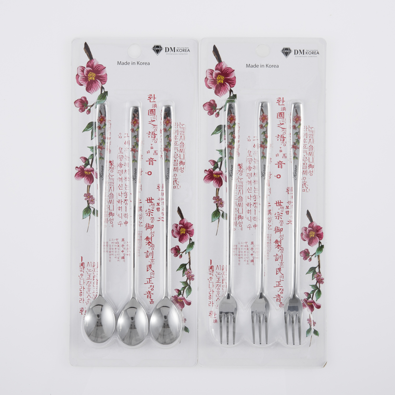 韩国进口叉勺餐具套装-DMKOREA勺子和叉子套装(3叉子+3勺子)亮光