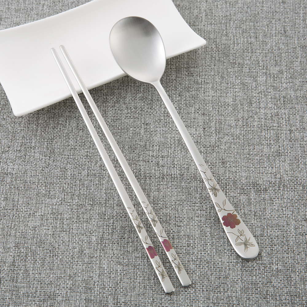 进口勺子筷子套装-韩国原装进口DMKOREA勺子和筷子套装(1筷子+1勺子)亚光