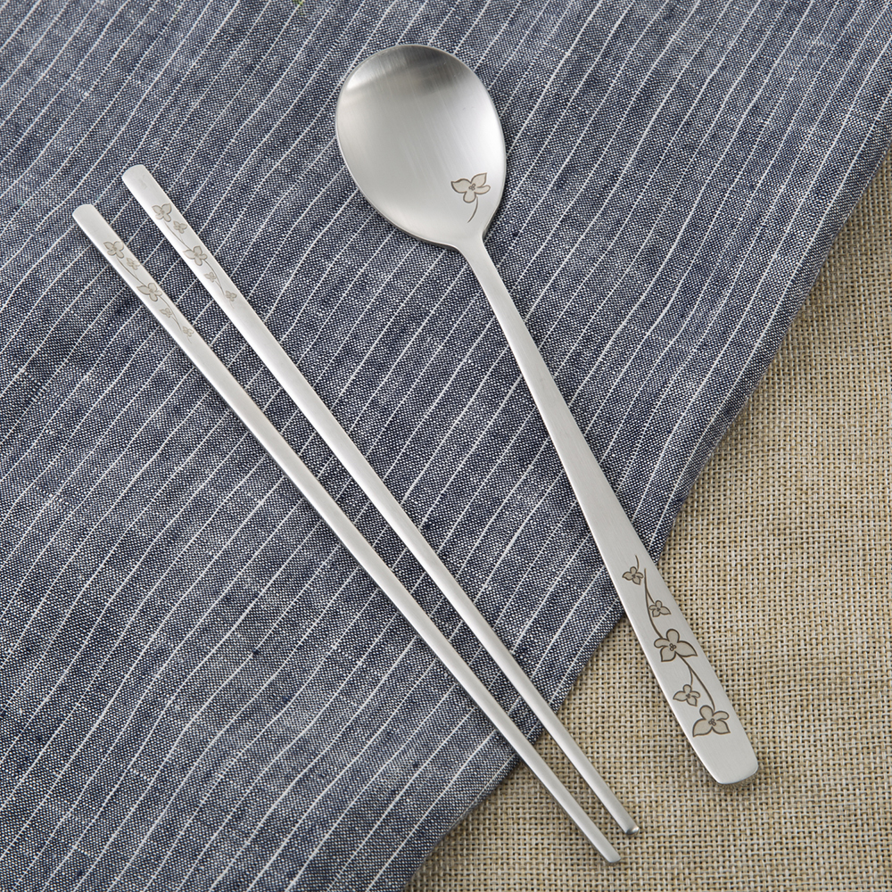 韩国进口不锈钢筷子勺子套装-DMKOREA勺子和筷子套装(1筷子+1勺子)亚光