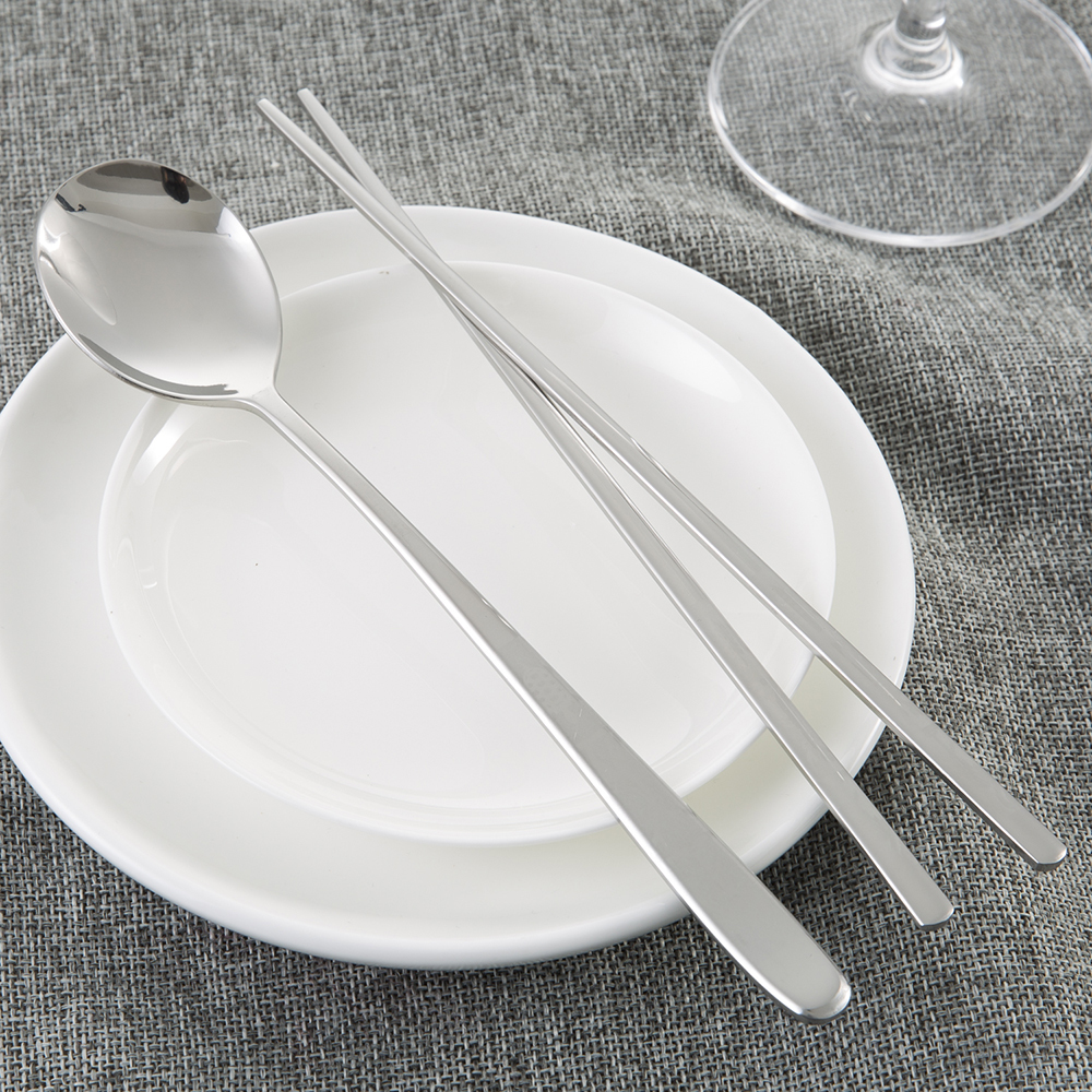 韩国进口筷子勺子餐具套装-DMKOREA勺子和筷子套装(1筷子+1勺子)亮光