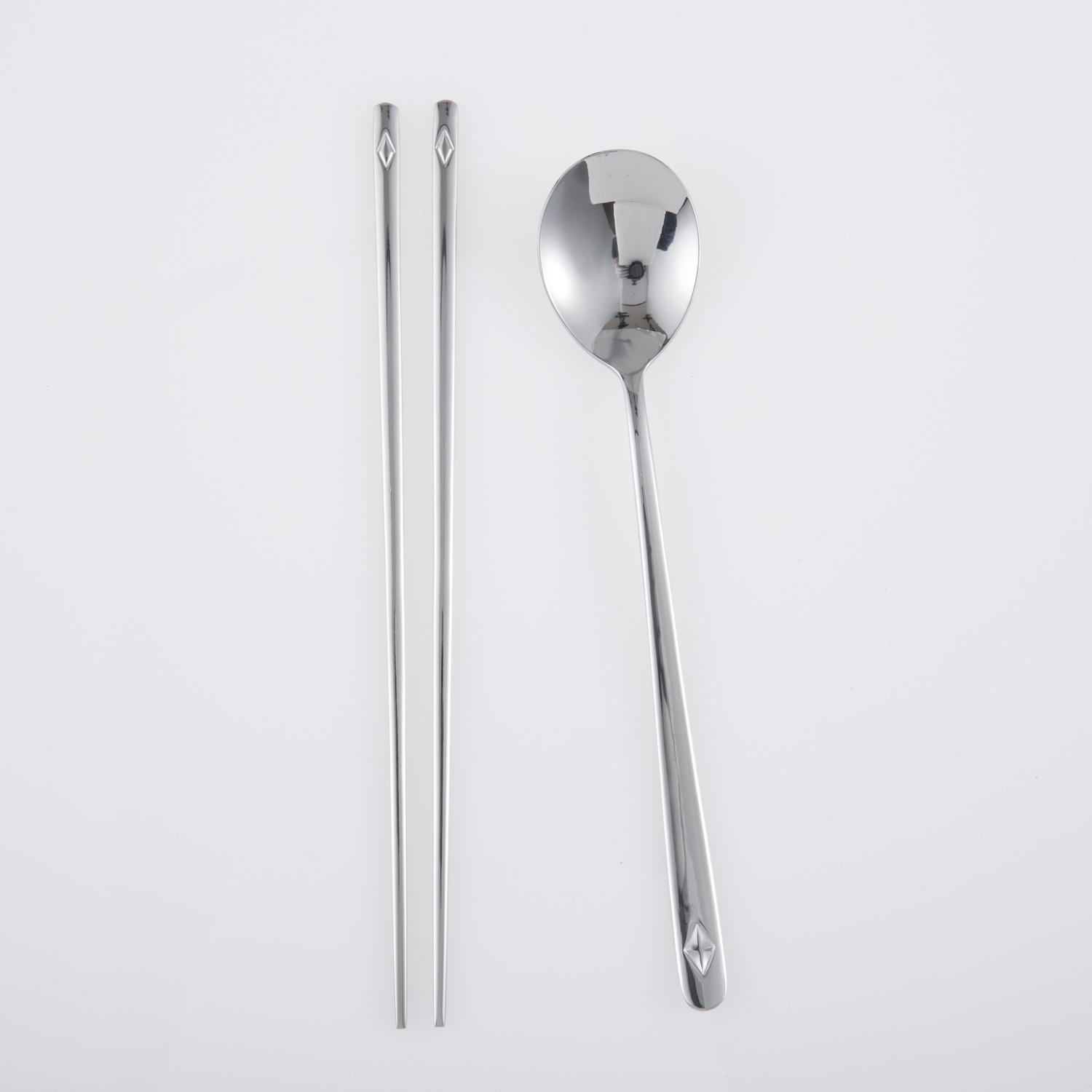 韩国进口不锈钢勺子筷子-DMKOREA勺子和筷子套装(1筷子+1勺子)亮光