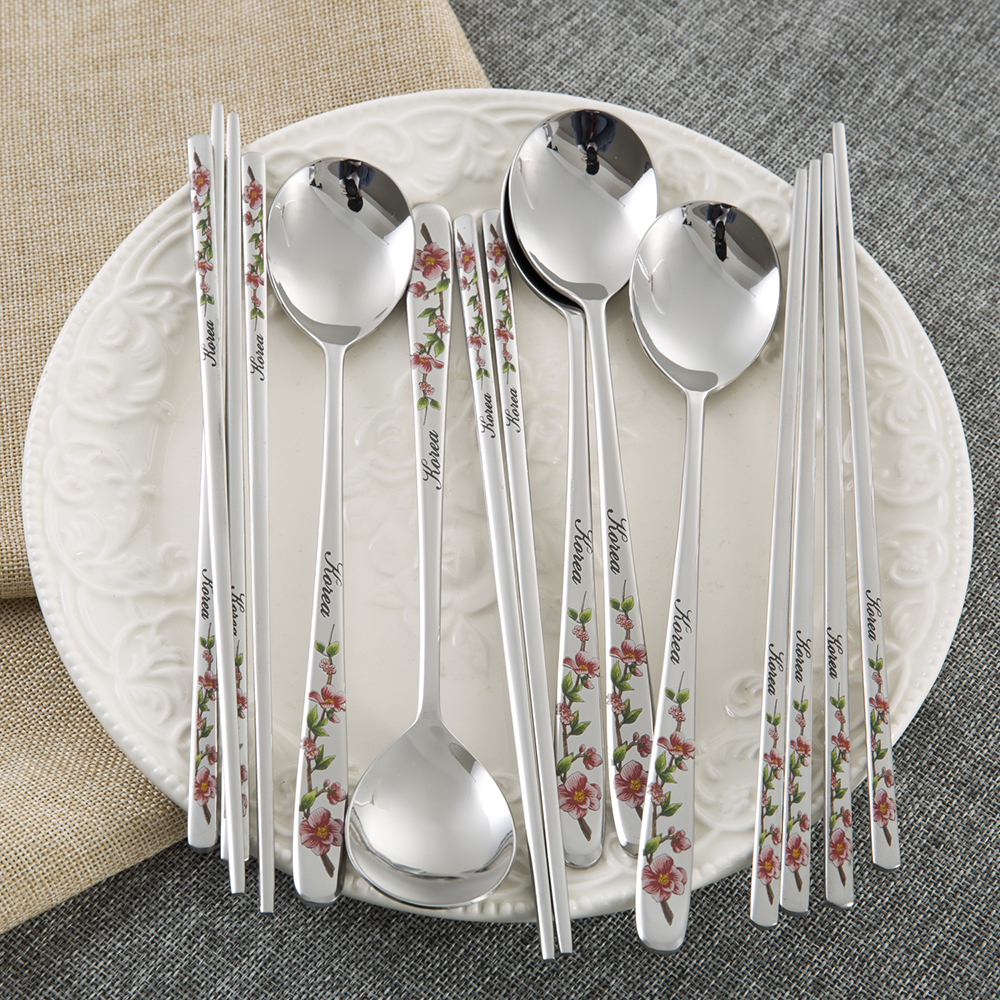 韩国进口勺子和筷子套装-DMKOREA勺子和筷子套装(5筷子+5勺子)亮光