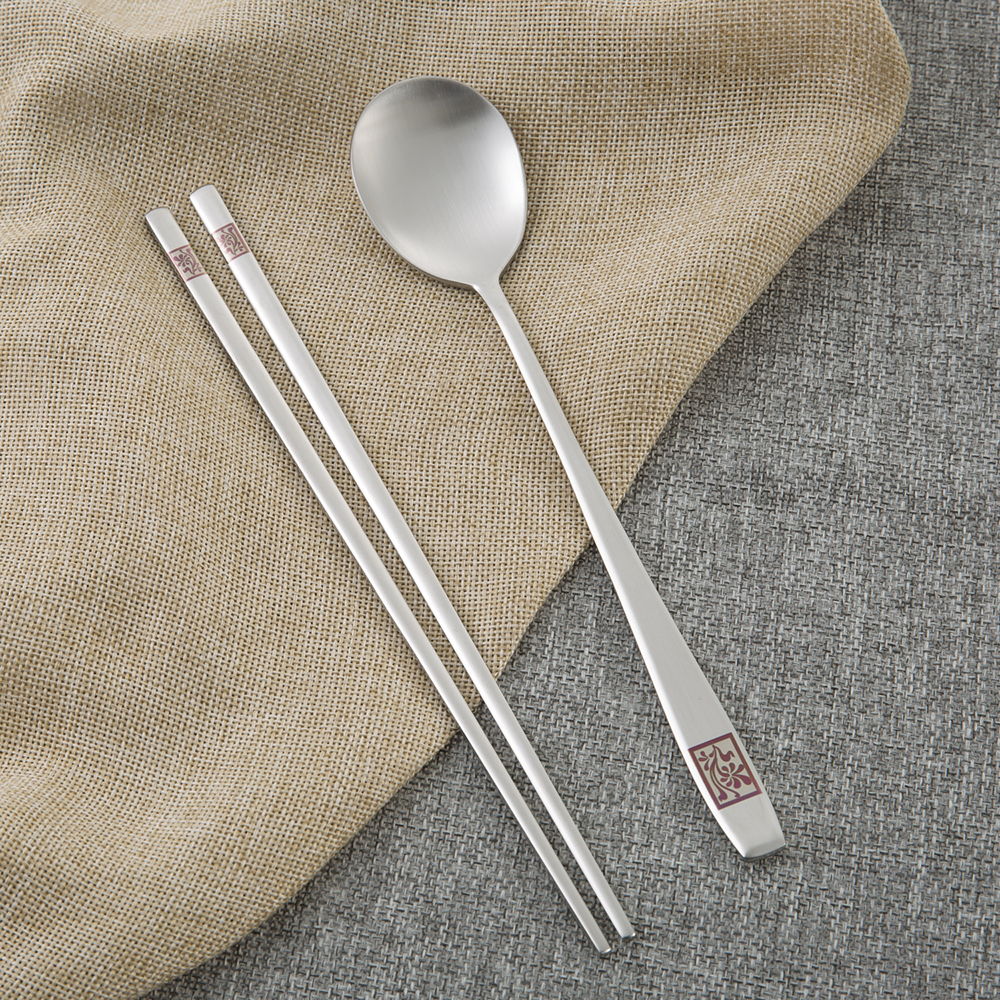 韩国进口筷子勺子-DMKOREA勺子和筷子套装(1筷子+1勺子)亚光