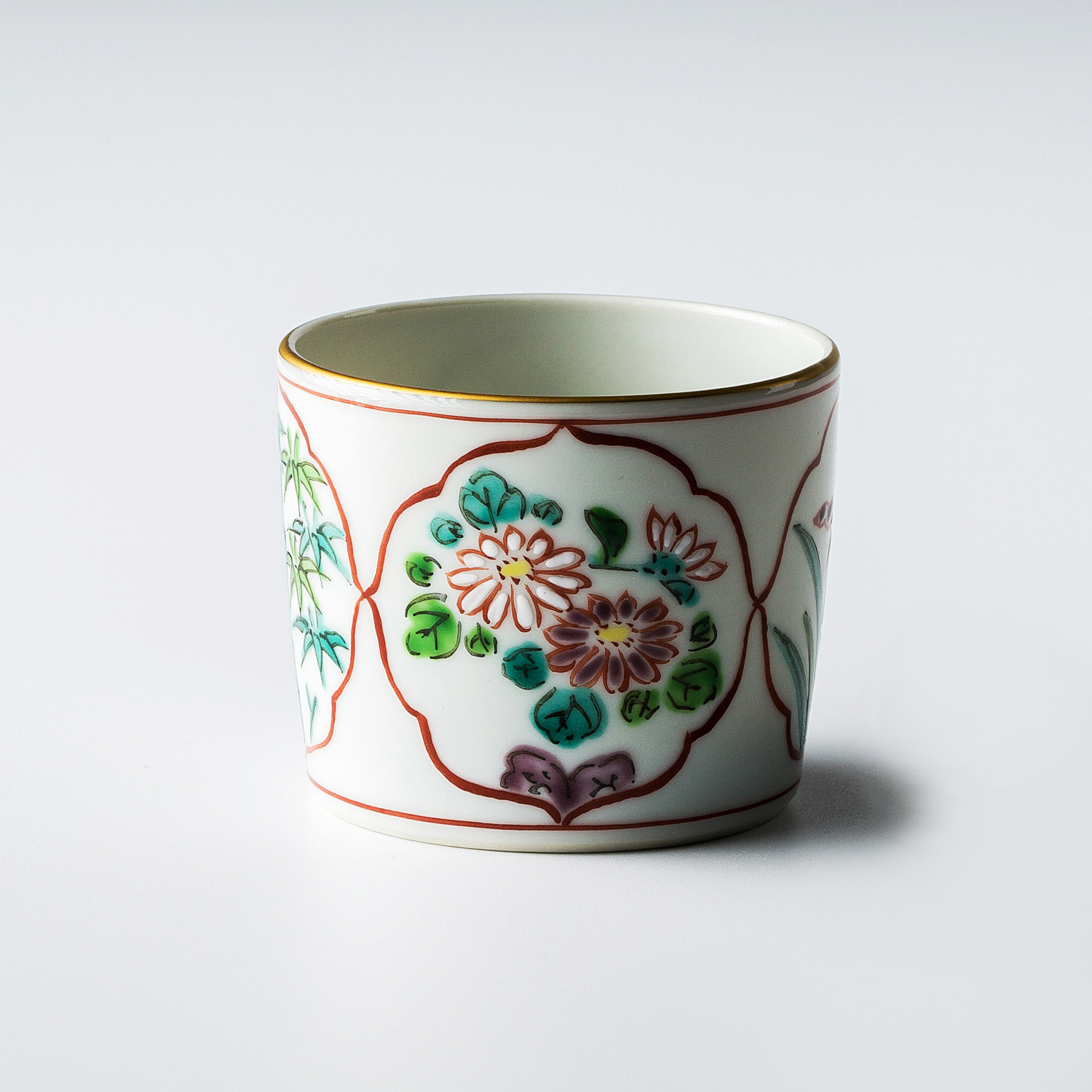 日本进口陶瓷茶杯-Kayori纯手工京烧清水烧彩绘陶瓷茶杯