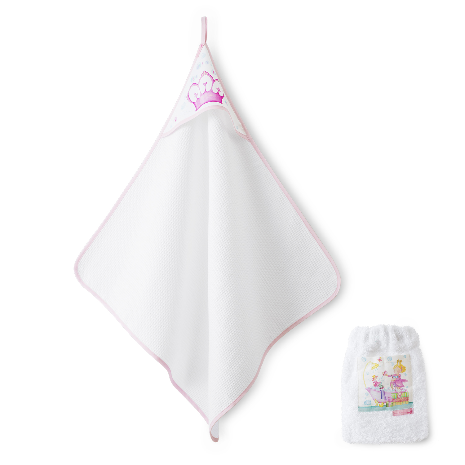 意大利进口婴儿带帽浴巾-Rosso regale纯棉婴儿带帽浴巾 粉红 意大利进口婴儿带帽浴巾-Rosso regale纯棉婴儿带帽浴巾 粉红